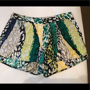 BCBG Maxazria green and blue print shorts